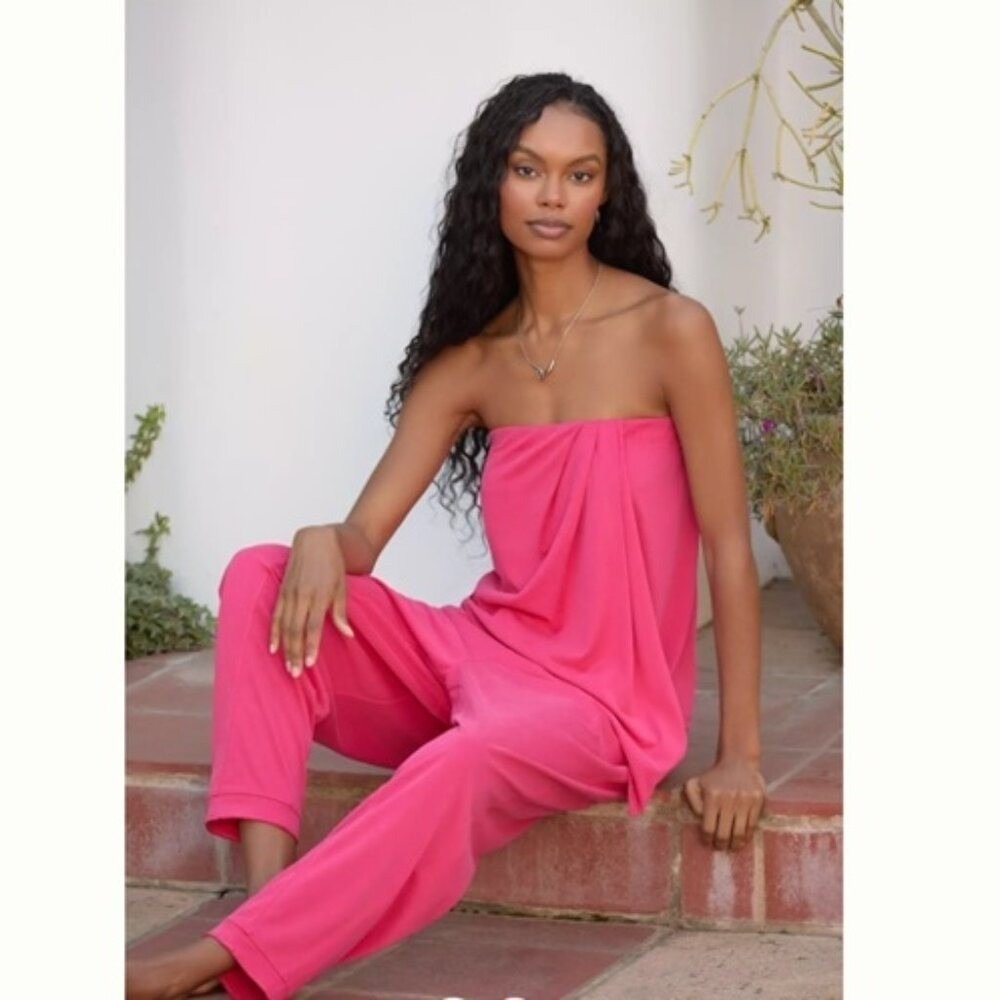 NWT Anthropologie Pink Two Piece Set Strapless Top & Matching Pants Women's XS - Picture 5 of 14